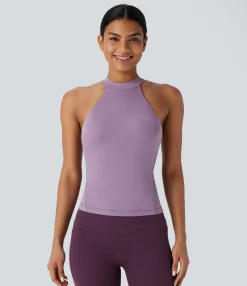 Yoga Tops|Sports Tops<HALARA SoftlyZero™ Round Neck Yoga Sports Top-UPF50+