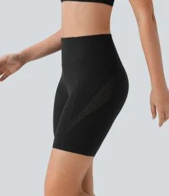 Active Shorts|Bikers<HALARA SoftlyZero™ SoCinched High Waisted Tummy Control Cut Out Shaping Yoga Biker Shorts 7''-UPF50+