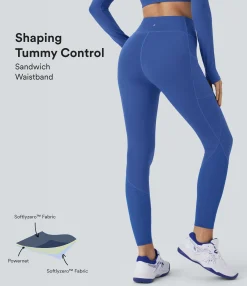 Pocket Leggings|Softlyzero™ Fabric Leggings<HALARA SoftlyZero™ SoCinched High Waisted Tummy Control Pocket Perforated 7/8 Yoga Leggings
