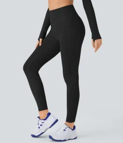 Pocket Leggings|Softlyzero™ Fabric Leggings<HALARA SoftlyZero™ SoCinched High Waisted Tummy Control Pocket Perforated 7/8 Yoga Leggings