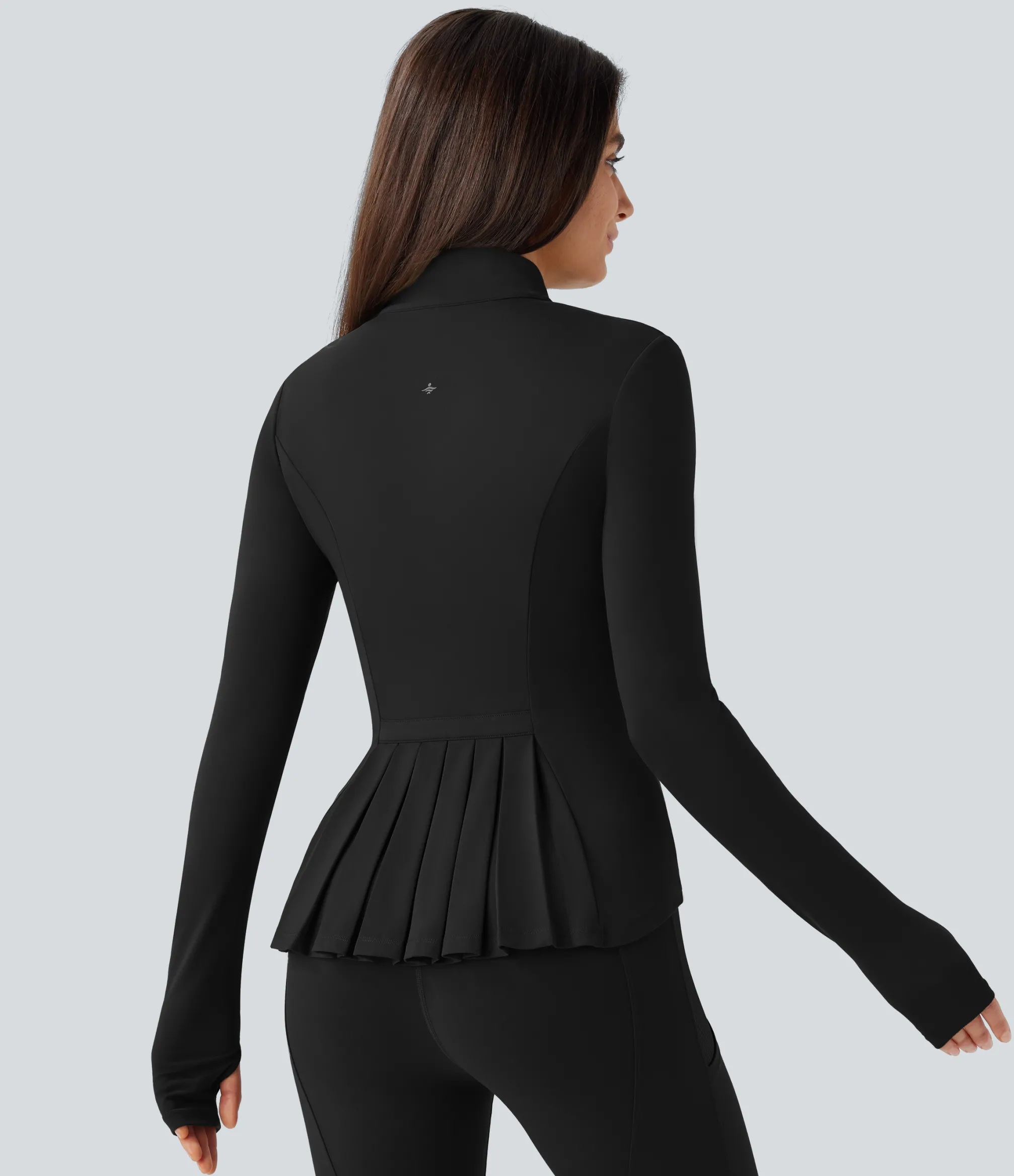 Jackets & Outerwear<HALARA SoftlyZero™ Stand Collar Thumb Hole Pockets Pleated Zipper Slim Jacket-UPF50+