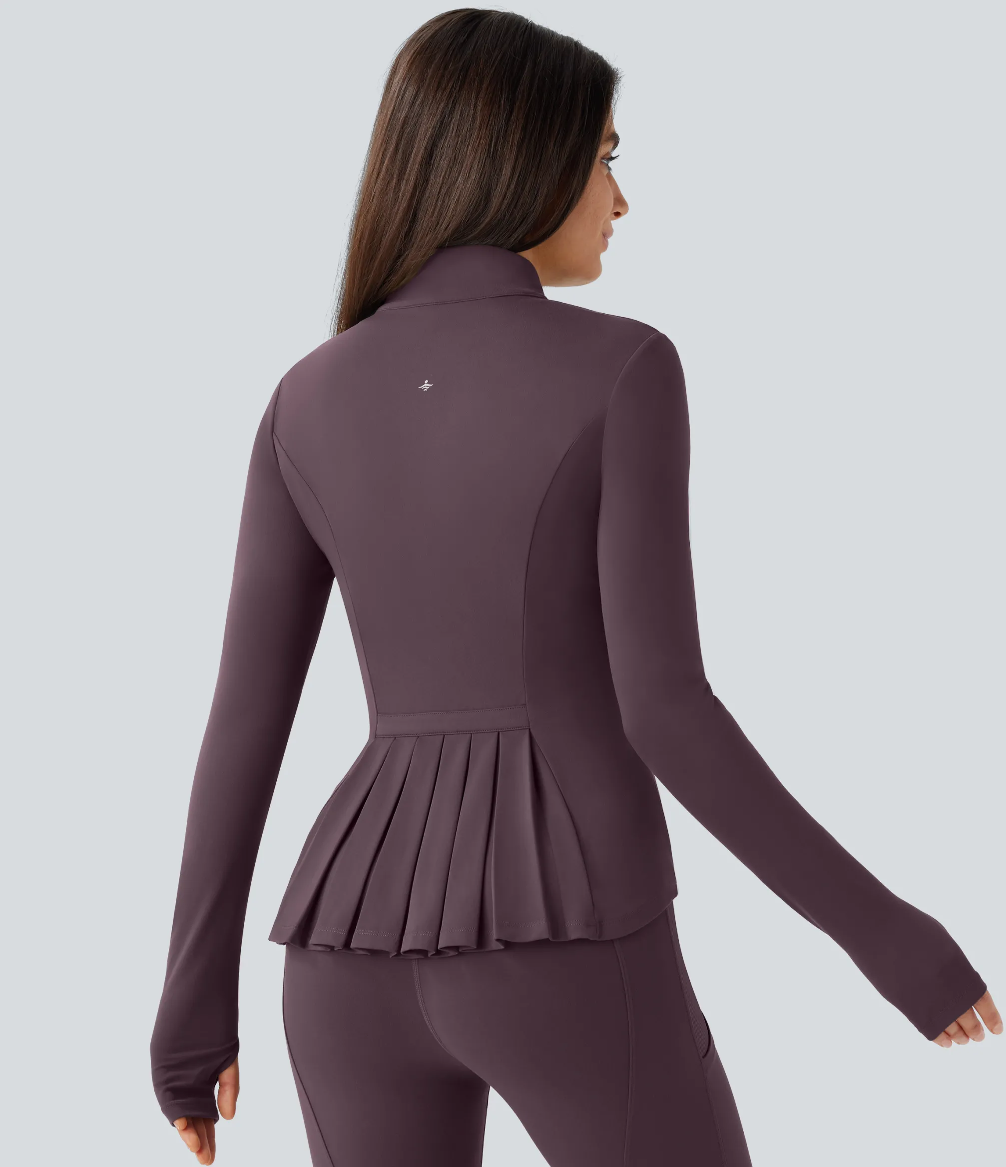 Jackets & Outerwear<HALARA SoftlyZero™ Stand Collar Thumb Hole Pockets Pleated Zipper Slim Jacket-UPF50+