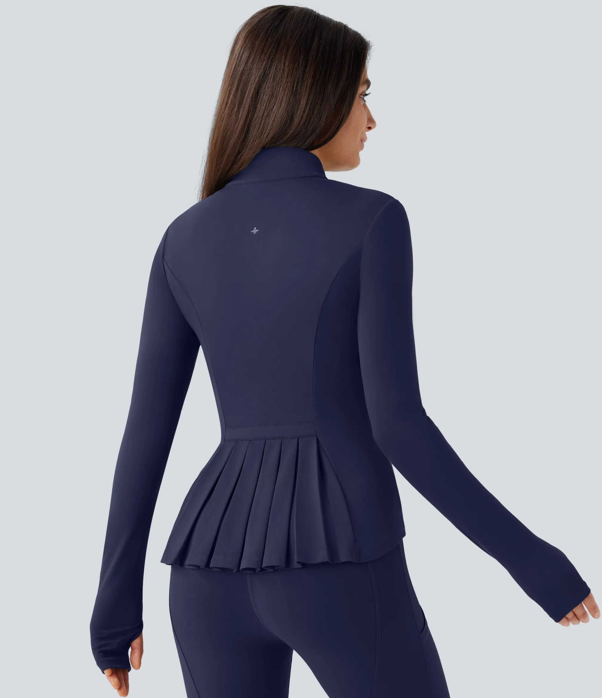 Jackets & Outerwear<HALARA SoftlyZero™ Stand Collar Thumb Hole Pockets Pleated Zipper Slim Jacket-UPF50+