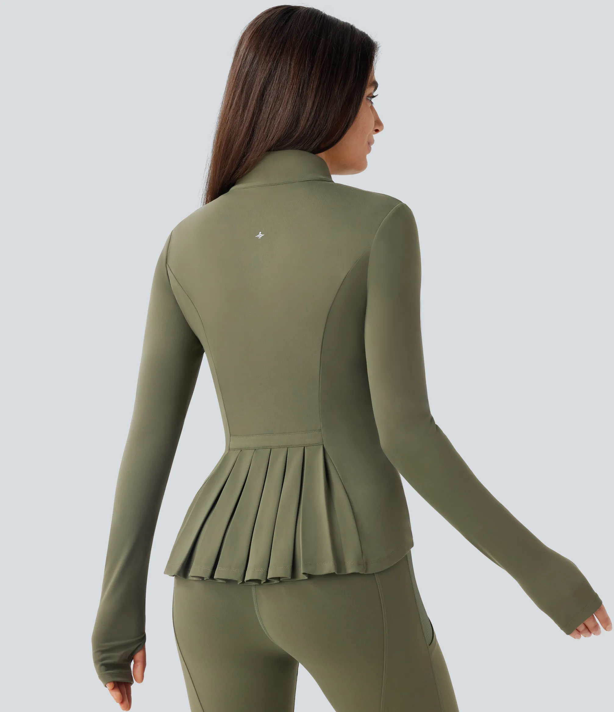 Jackets & Outerwear<HALARA SoftlyZero™ Stand Collar Thumb Hole Pockets Pleated Zipper Slim Jacket-UPF50+