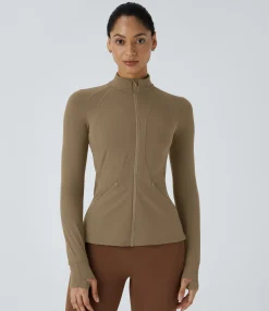 Jackets & Outerwear<HALARA SoftlyZero™ Stand Collar Zipper Thumb Hole Pocket Yoga Jacket-UPF50+