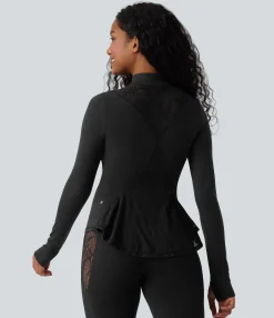 Jackets & Outerwear<HALARA SoftlyZero™ Thumb Hole Contrast Lace Yoga Slim Jacket-UPF50+
