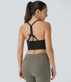 Yoga Tops|Tank Tops & Camis<HALARA SoftlyZero™ Tie Back Cropped Yoga Tank Top-UPF50+