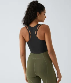 Tank Tops & Camis|Yoga Tops<HALARA SoftlyZero™ V Neck Racerback Cropped Yoga Tank Top-UPF50+