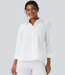 Shirts Blouses|Shirts & Blouses<HALARA Solid Long Sleeve Work Shirt