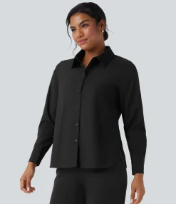 Shirts Blouses|Shirts & Blouses<HALARA Solid Long Sleeve Work Shirt