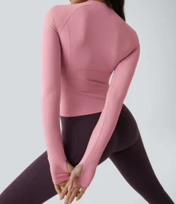 Yoga Tops|Sports Tops<HALARA Solid Thumb Hole Yoga Sports Top