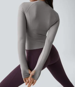Yoga Tops|Sports Tops<HALARA Solid Thumb Hole Yoga Sports Top