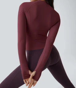 Yoga Tops|Sports Tops<HALARA Solid Thumb Hole Yoga Sports Top