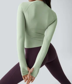 Yoga Tops|Sports Tops<HALARA Solid Thumb Hole Yoga Sports Top