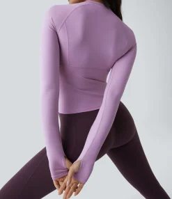 Yoga Tops|Sports Tops<HALARA Solid Thumb Hole Yoga Sports Top
