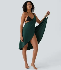 Maxi & Midi Dresses|Dresses<HALARA Spaghetti Strap Crossover Cover Up Wrap Cool Touch Dress-UPF50+