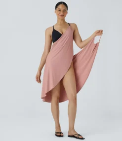 Maxi & Midi Dresses|Dresses<HALARA Spaghetti Strap Crossover Cover Up Wrap Cool Touch Dress-UPF50+