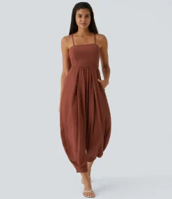 Jumpsuits<HALARA Spaghetti Strap Lace Up Pocket Jumpsuit
