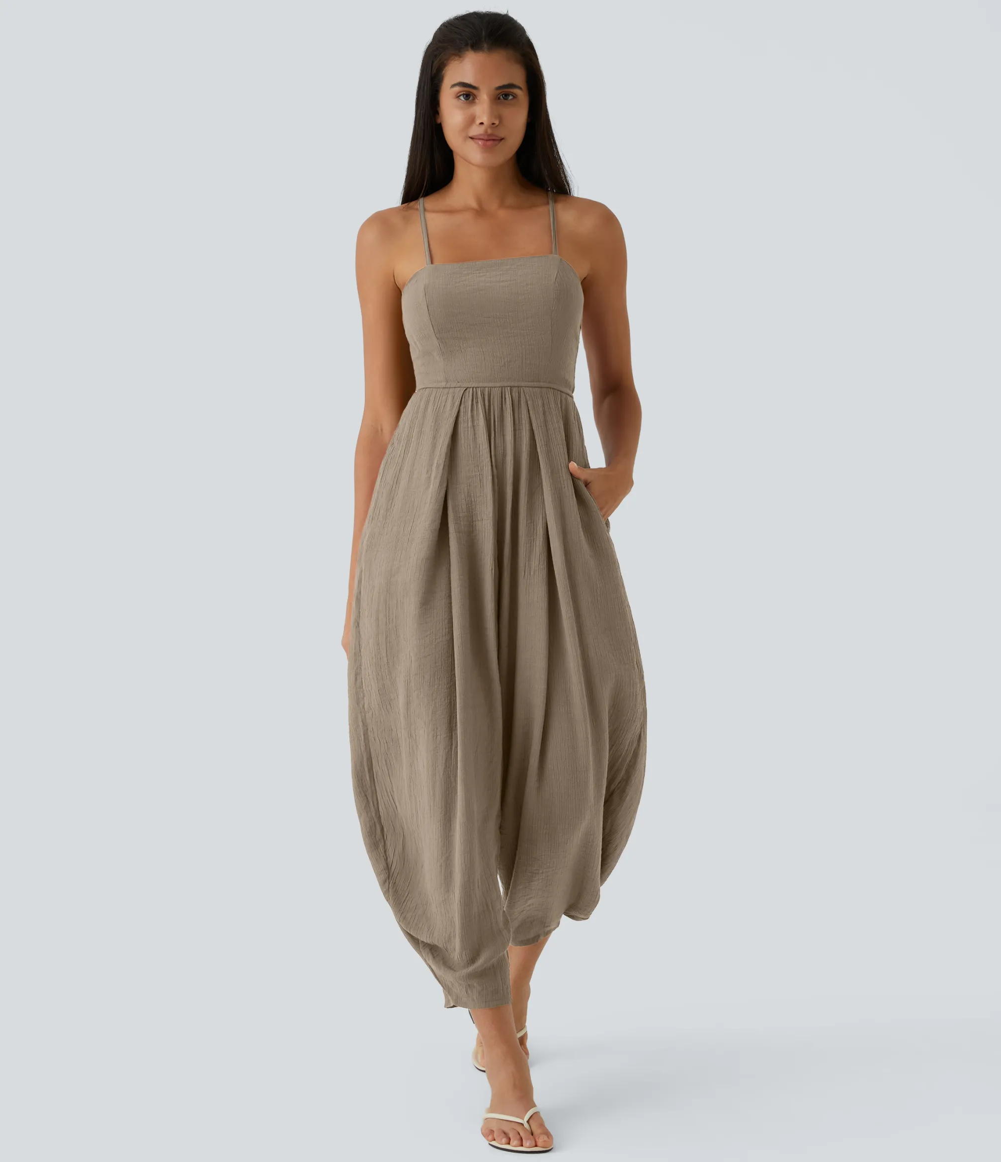 Jumpsuits<HALARA Spaghetti Strap Lace Up Pocket Jumpsuit