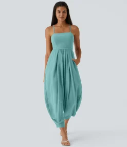 Jumpsuits<HALARA Spaghetti Strap Lace Up Pocket Jumpsuit