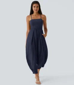 Jumpsuits<HALARA Spaghetti Strap Lace Up Pocket Jumpsuit
