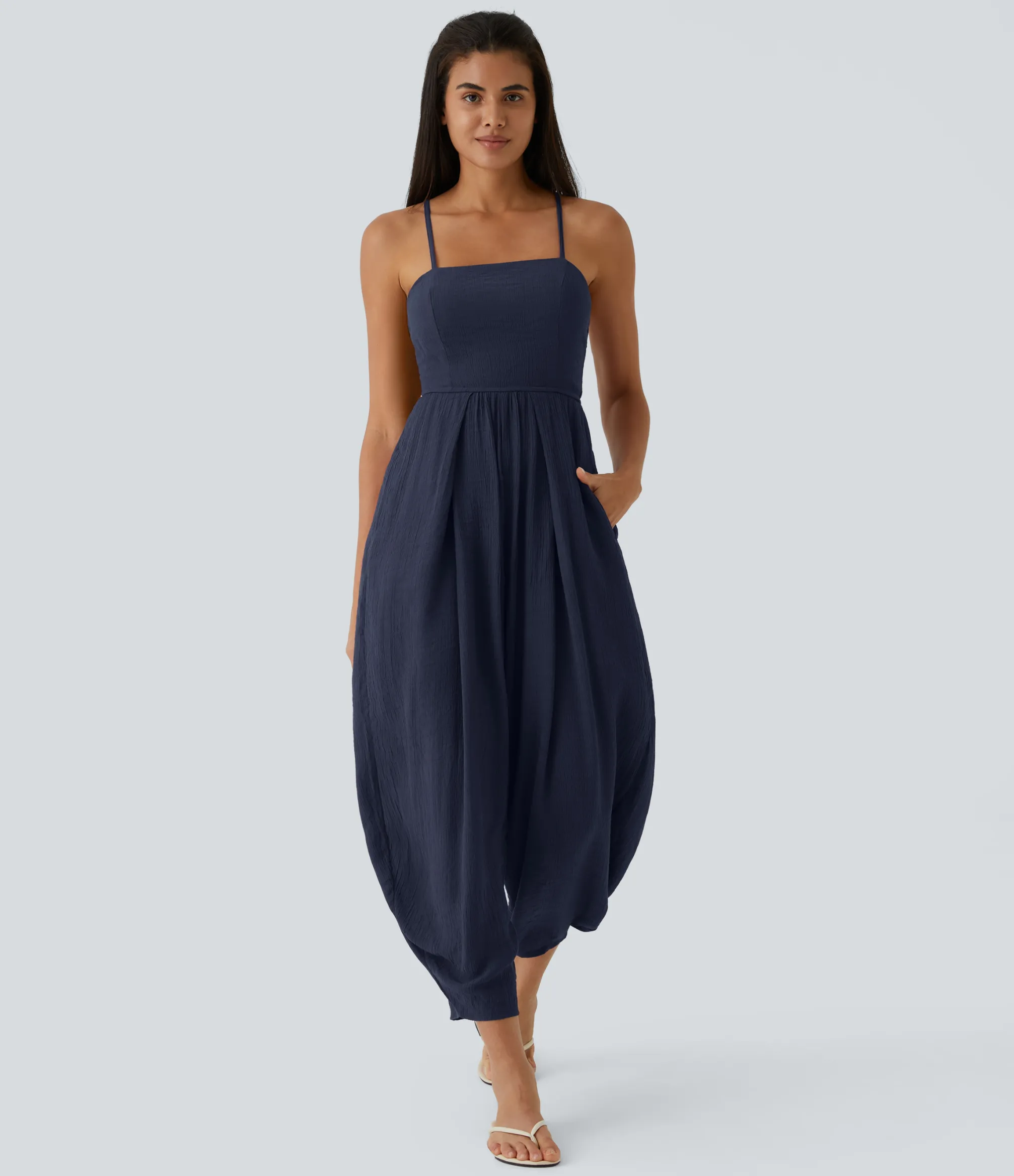 Jumpsuits<HALARA Spaghetti Strap Lace Up Pocket Jumpsuit