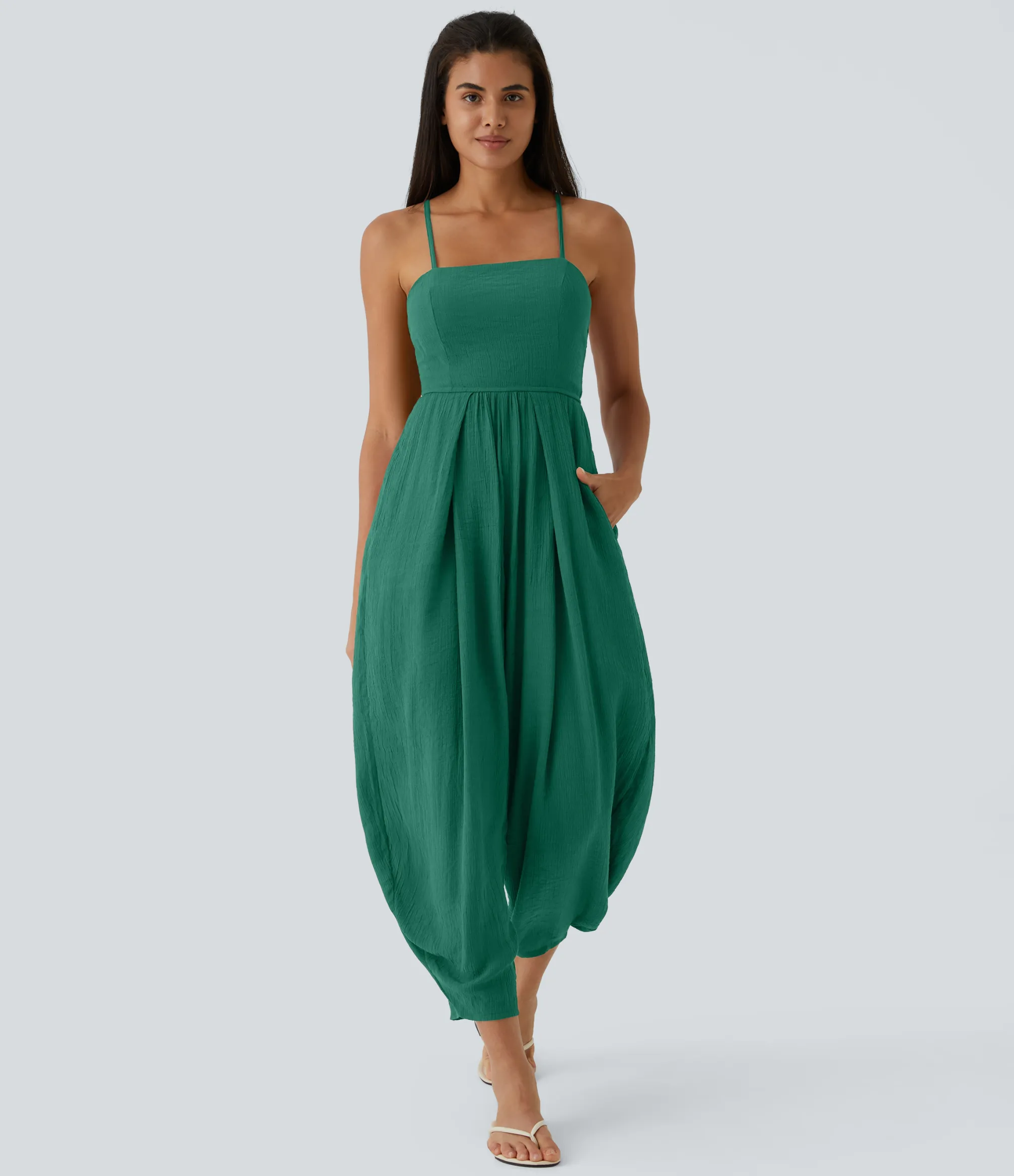 Jumpsuits<HALARA Spaghetti Strap Lace Up Pocket Jumpsuit