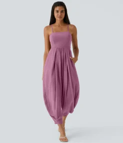 Jumpsuits<HALARA Spaghetti Strap Lace Up Pocket Jumpsuit