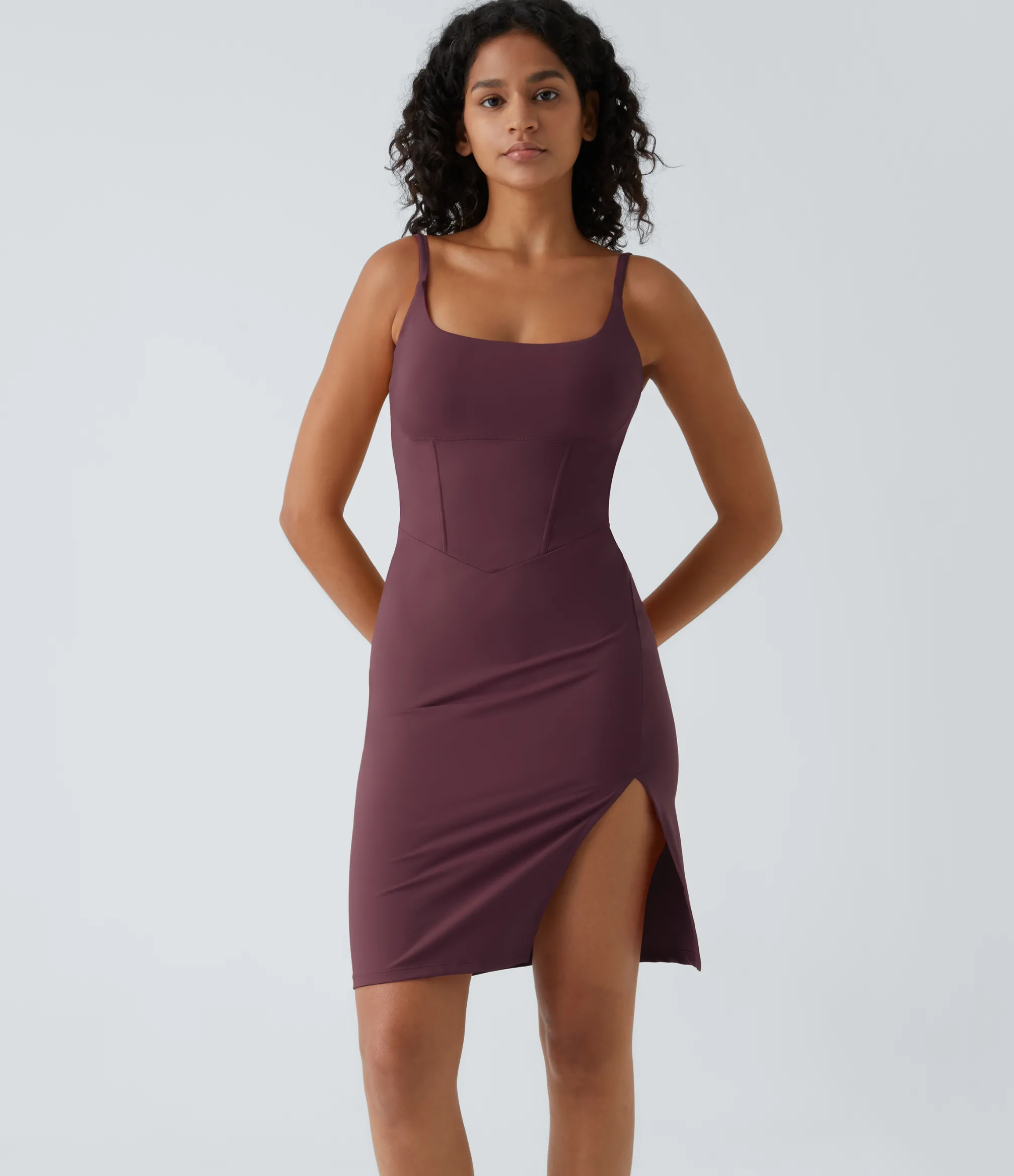 Dresses|Bodycon Dresses<HALARA Spaghetti Strap Square Neck Corset Bodycon Midi Casual Dress
