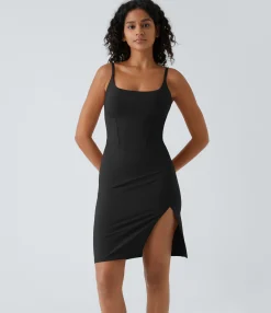 Dresses|Bodycon Dresses<HALARA Spaghetti Strap Square Neck Corset Bodycon Midi Casual Dress