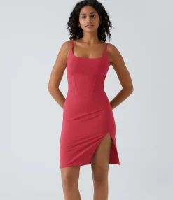 Dresses|Bodycon Dresses<HALARA Spaghetti Strap Square Neck Corset Bodycon Midi Casual Dress