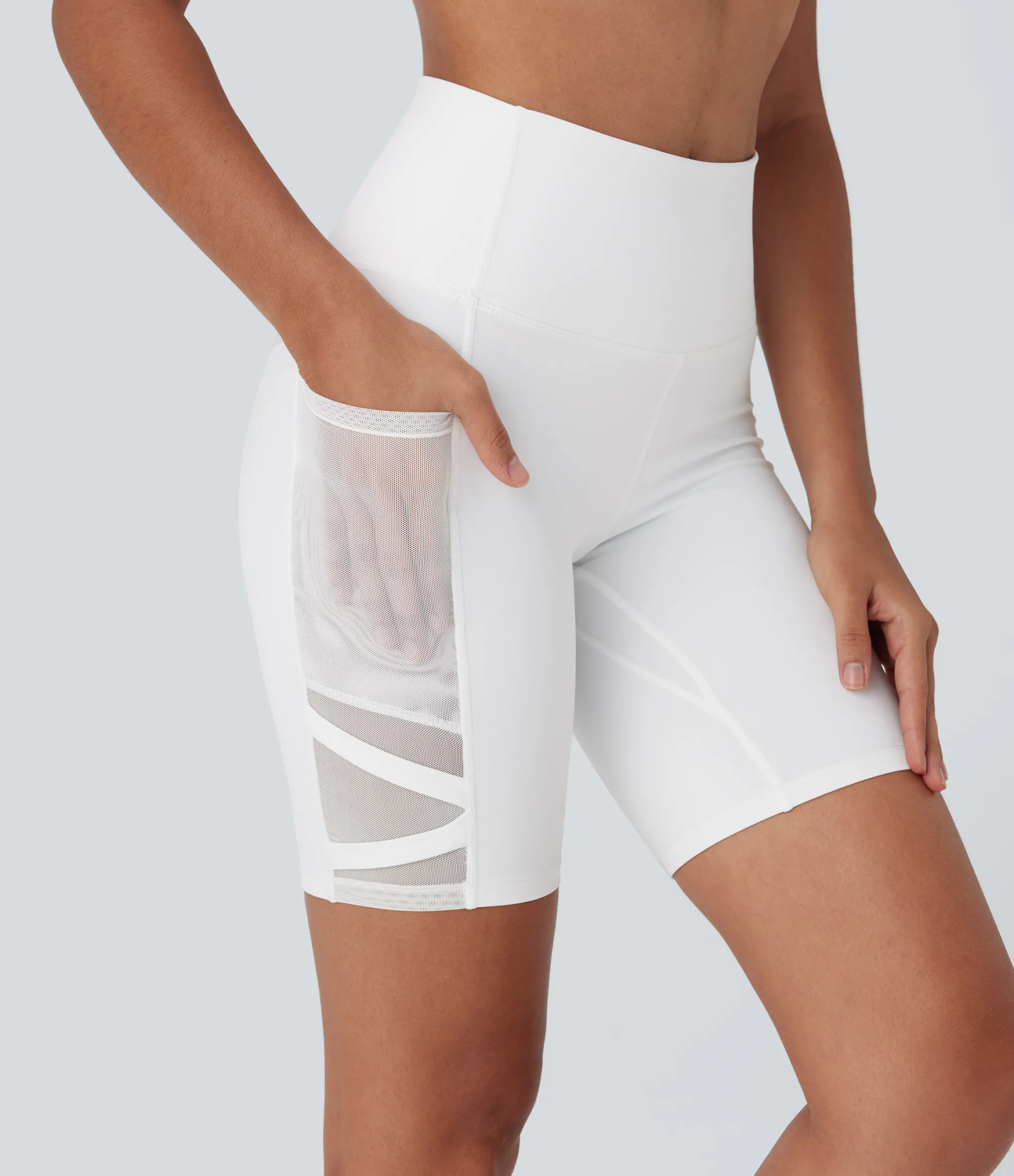 Active Shorts|Bikers<HALARA SpeedWave™ High Waisted Contrast Mesh Quick Dry Yoga Biker Shorts 7'' with Pockets