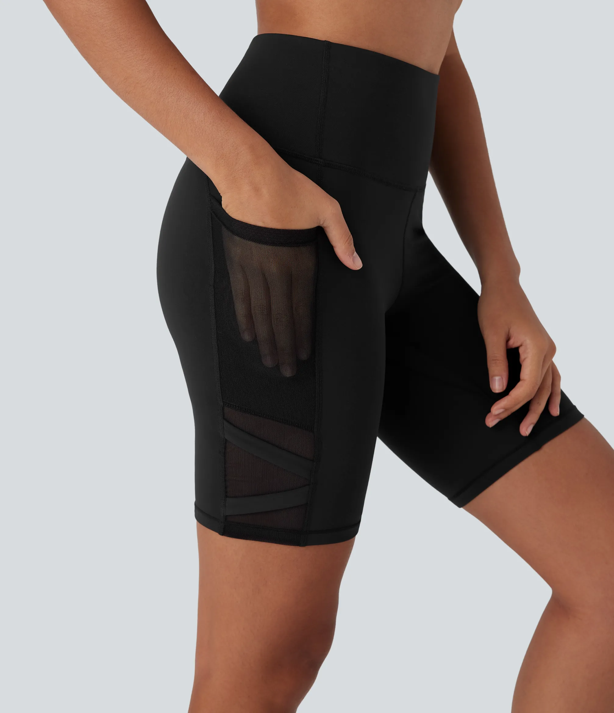 Active Shorts|Bikers<HALARA SpeedWave™ High Waisted Contrast Mesh Quick Dry Yoga Biker Shorts 7'' with Pockets