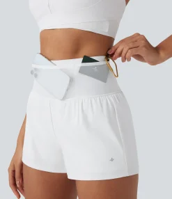 Active Shorts|Shorts<HALARA SpeedWave™ High Waisted Contrast Mesh 2-in-1 Quick Dry Running Shorts with Pockets