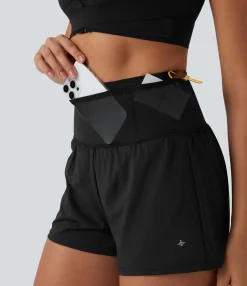 Active Shorts|Shorts<HALARA SpeedWave™ High Waisted Contrast Mesh 2-in-1 Quick Dry Running Shorts with Pockets