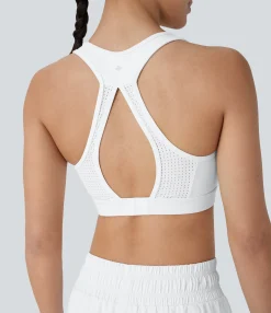 Sports Bras|Sports Bras<HALARA SpeedWave™ Medium Support Racerback Perforated Quick Dry Running Sports Bra