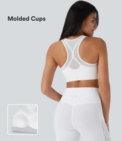 Sports Bras|Sports Bras<HALARA SpeedWave™ Medium Support Racerback Contrast Mesh Quick Dry Training Sports Bra