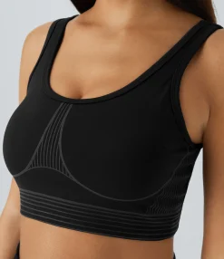 Sports Bras|Sports Bras<HALARA SpeedWave™ Medium Support U Neck Striped Quick Dry Workout Sports Bra
