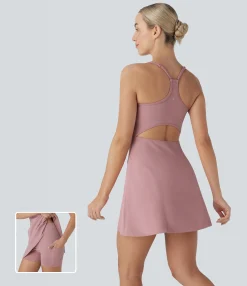Dresses|Mini Dresses<HALARA SpeedWave™ Racerback Cut Out 2 Piece Mini Quick Dry Hiking Active Slip Dress with Pockets