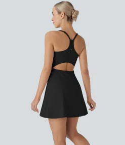 Dresses|Mini Dresses<HALARA SpeedWave™ Racerback Cut Out 2 Piece Mini Quick Dry Hiking Active Slip Dress with Pockets