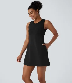 Mini Dresses|Active Dresses<HALARA SpeedWave™ Round Neck Sleeveless Pocket Mini Quick Dry Hiking Dress