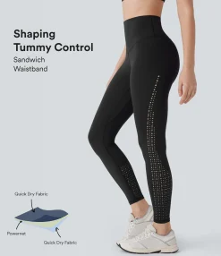 Leggings<HALARA SpeedWave™ SoCinched High Waisted Tummy Control Perforated Quick Dry Workout Leggings