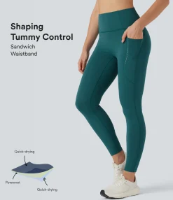 Pocket Leggings|Leggings<HALARA SpeedWave™ SoCinched High Waisted Tummy Control Reflective Quick Dry Running Leggings with Pockets