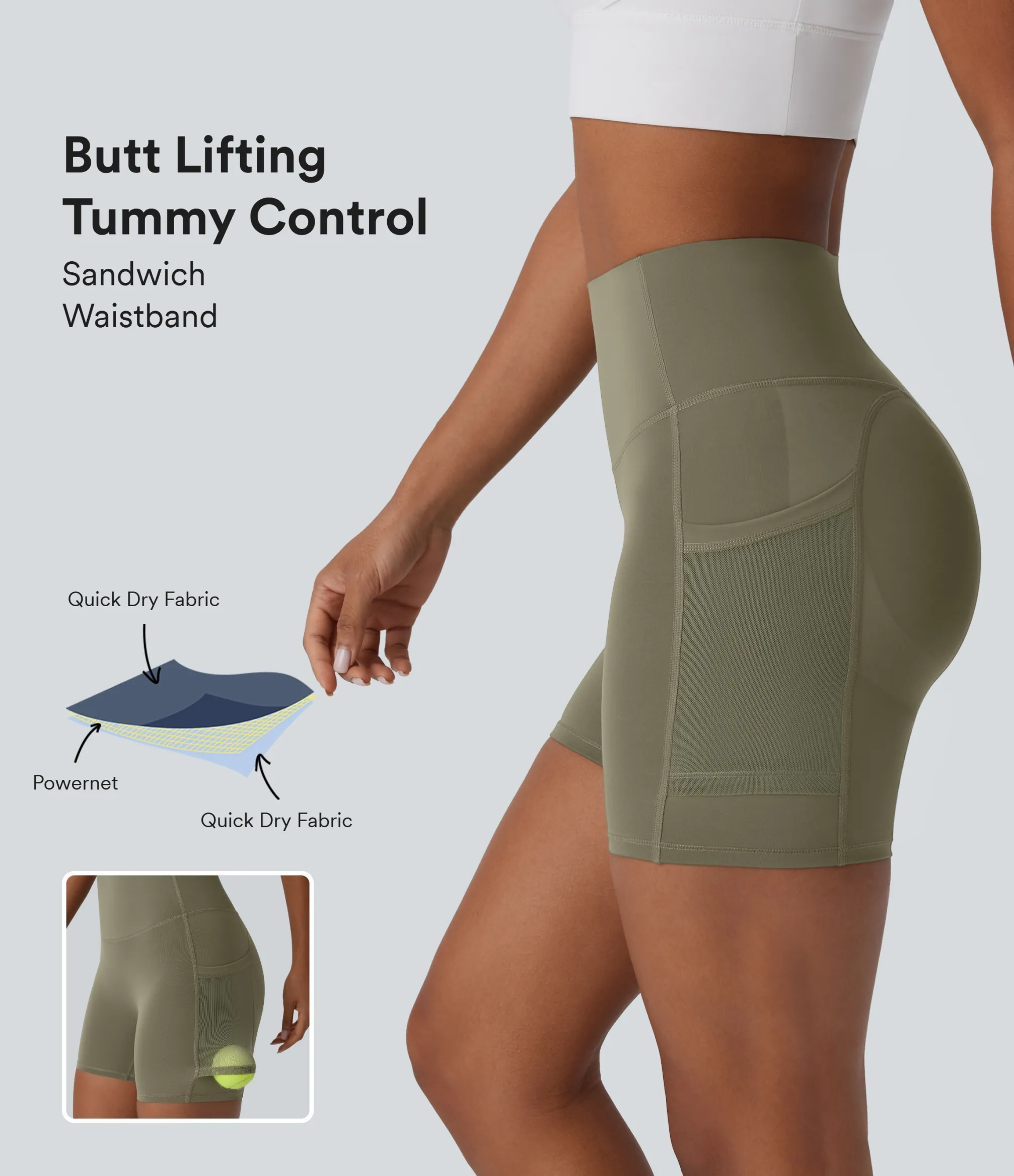5'' Shorts|Active Shorts<HALARA SpeedWave™ SoCinched High Waisted Tummy Control Butt Lifting Pocket Contrast Mesh Quick Dry Workout Biker Shorts 5''