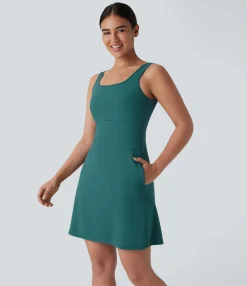 Dresses|Mini Dresses<HALARA SpeedWave™ Square Neck Pocket Quick Dry Mini Hiking Active Dress