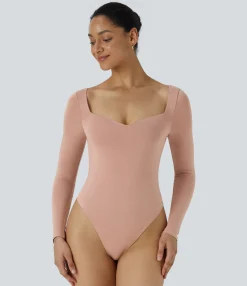 Work Tops|Bodysuits<HALARA Square Neck Long Sleeve Work Bodysuit