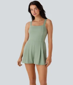 Jumpsuits<HALARA Square Neck Pocket Casual Romper