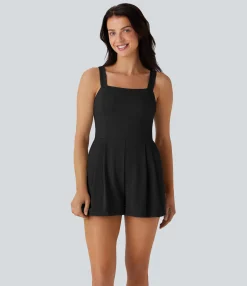 Jumpsuits<HALARA Square Neck Pocket Casual Romper
