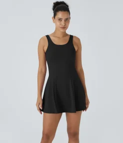 Mini Dresses|Dresses<HALARA Square Neck Pocket 2-Piece Mini Flare Dress Set