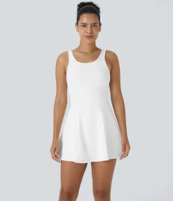 Mini Dresses|Dresses<HALARA Square Neck Pocket 2-Piece Mini Flare Dress Set